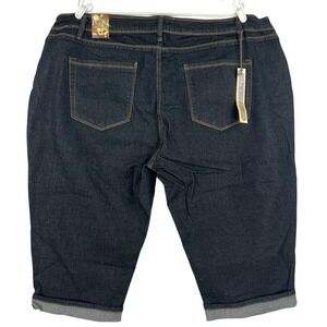 Hybrid & Co Womens Curvy Stretch Dark Blue Denim Capris Plus Sz 24 (46"x18") NWT